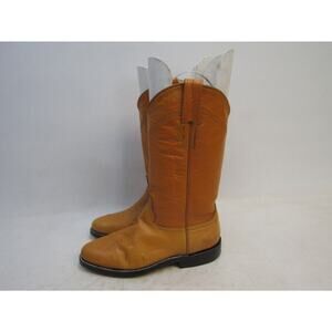 El Toro Womens Size 7.5 M Orange Leather Smooth Ostrich Cowboy Western Boots